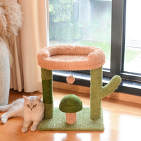Sisal Rope Cat Tree with Condo and Perches Ball Cactus Cat Climbing Tree for Small Apartments Durable Stable Cat Tower Pet Toys
