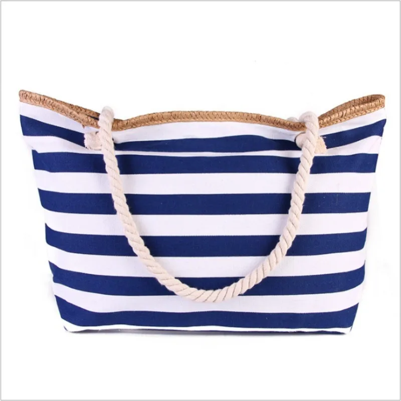 Plaid Canvas Tote 2024 Striped Fashion Cotton Cord Cord Shopping Commuter Large Capacity Women's Shoulder Bag