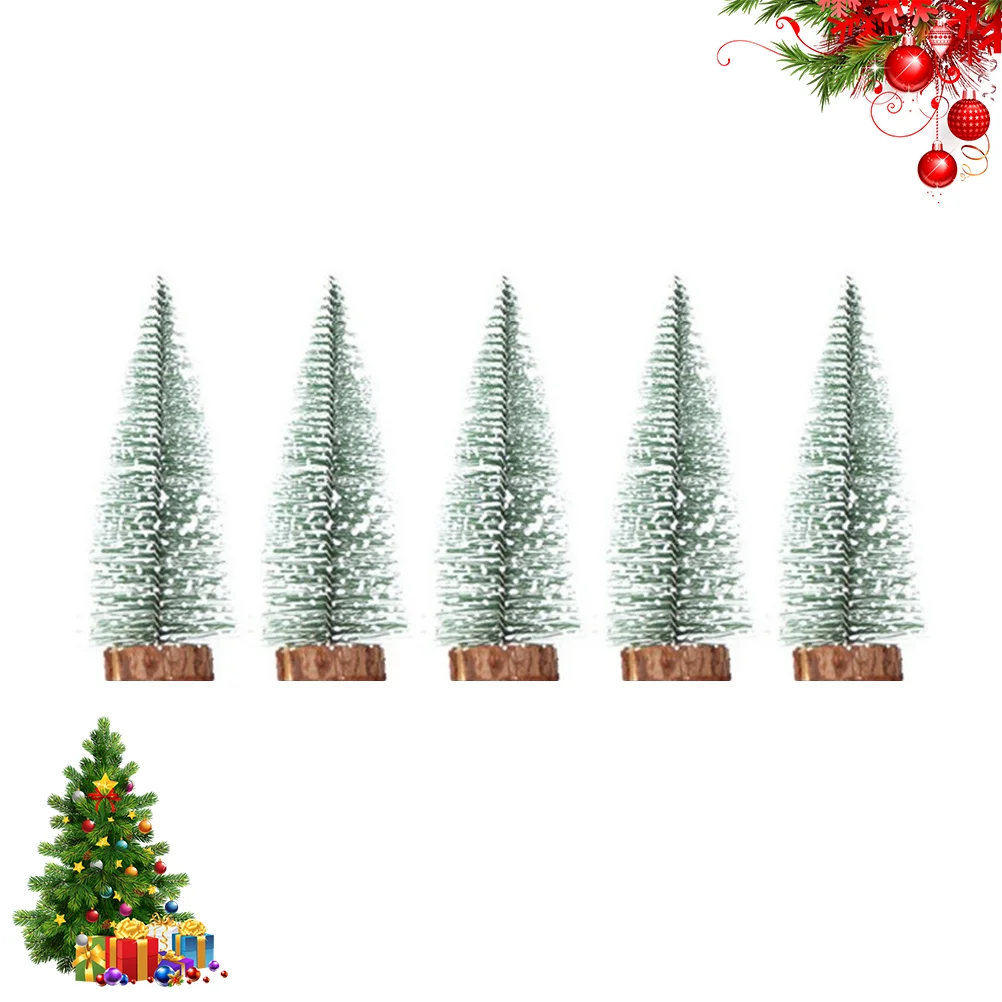 

5 Pcs Desktop Small Ornament Christmas Tree Mini Tabletop Little Trees Cedar Window