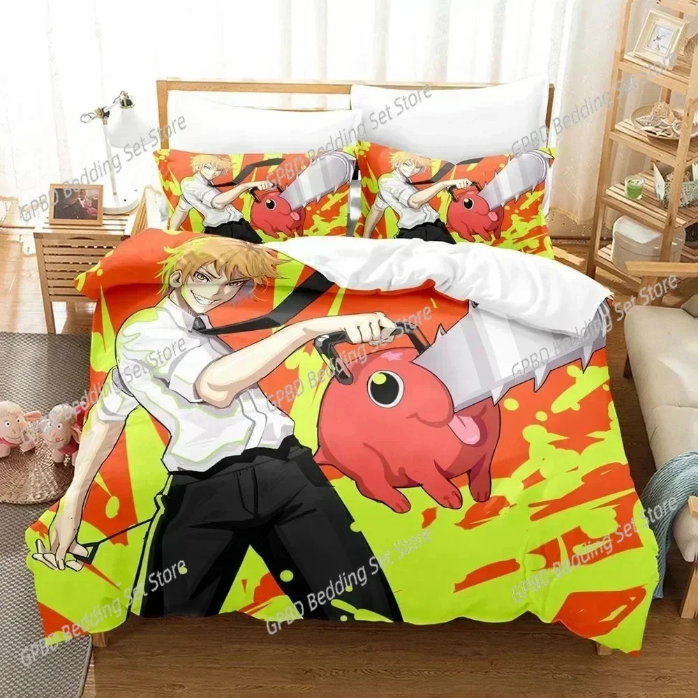 

3D Printed Anime Chainsaw Man Mitaka Asa Comfortable Duvet Quilt Cover Pillowcase Bedding Set Bedroom Decoration Home Textile