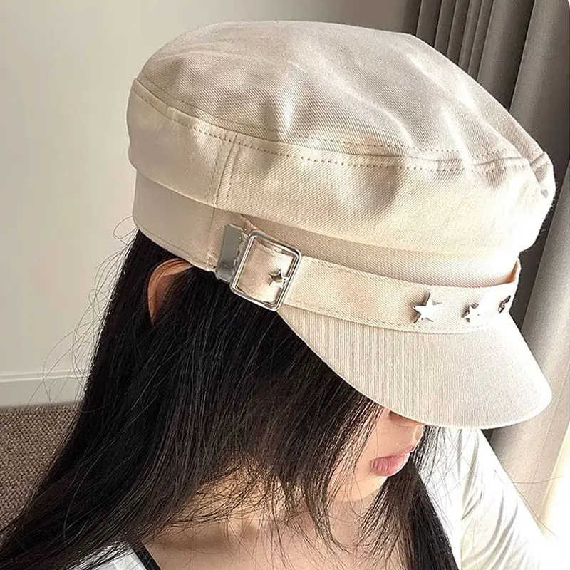 Women Chic Star Beret Hat Fashion Punk Newsboy Caps Warm Visor Beret Hat Vintage Cabbie Hat for Girls Ladies