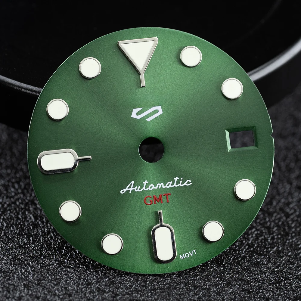 NH34 الطلب 28.5 مللي متر S الطلب GMT مضيئة 4 ساعة الأيدي لحركة NH35/36 تعديل بطلب استبدال أجزاء الساعة