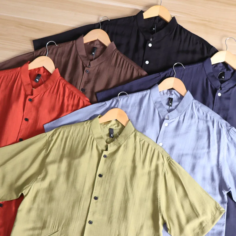 Hombre Verano Casual Loose Fit ort Sve irt Fino Transpirable Qui Seco Sensación Fresca Lino como Tela Protección Solar