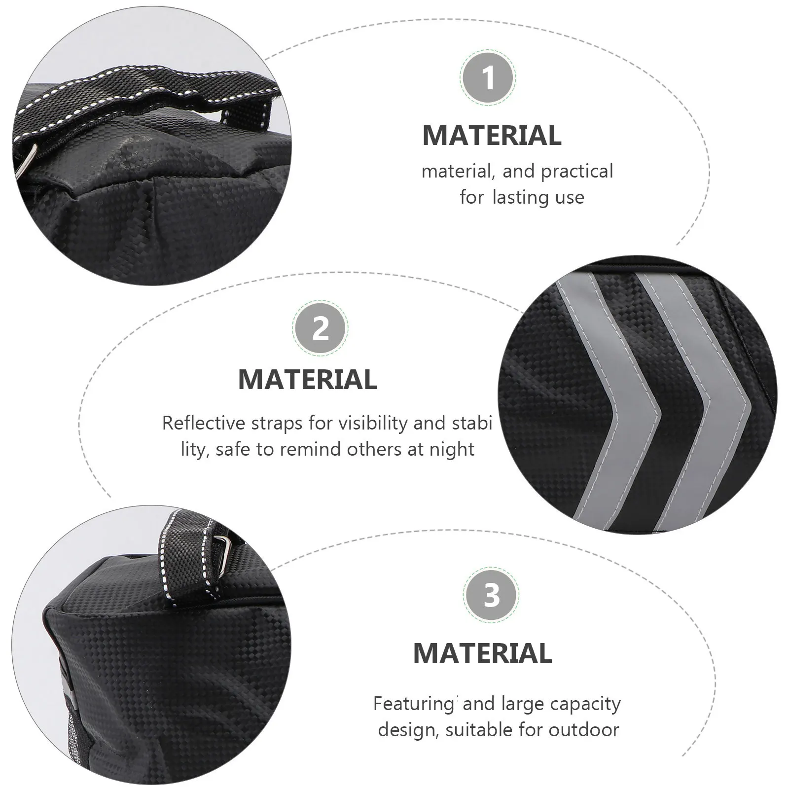 

1Pcs Bike Backseat Bag 9L Large Capacity Waterproof PU Storage Box Reflective Straps Double Zipper for Outdoor Travel Bike