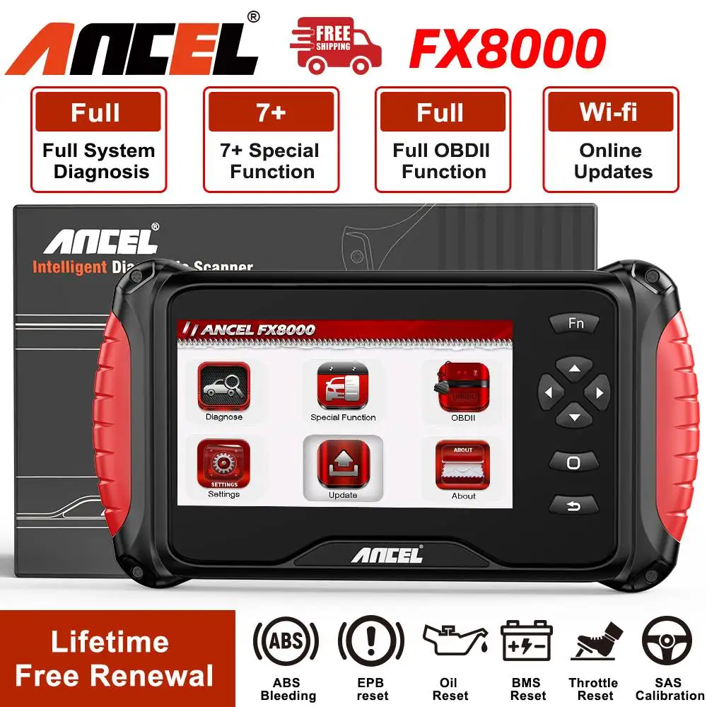 ANCEL FX8000 Car Diagnostic Tool All System Professional Engine ABS Oil EPB BAT TPS Reset OBD2 Automotive Scanner WIFI Free Upda