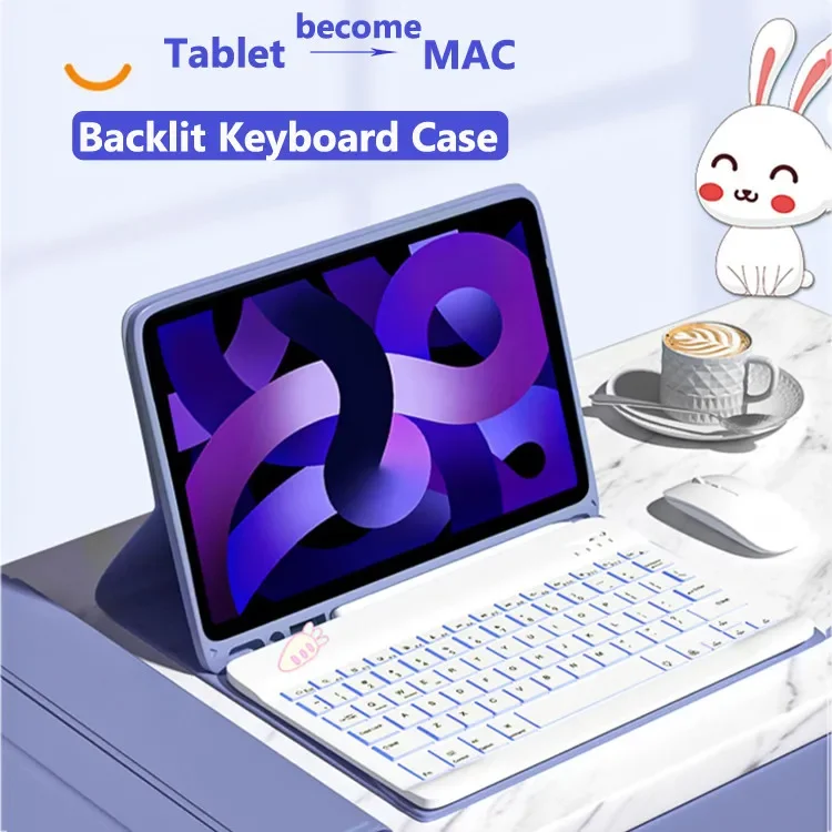 Funda con teclado para Realme Pad Mini, cubierta con retroiluminación LED 8,7 2022, magnética y desmontable, con ratón