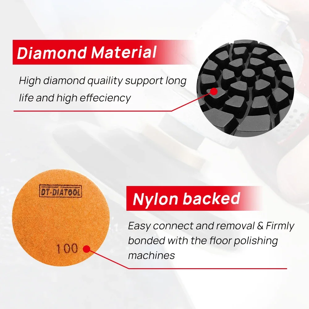 DT-DIATOOL 3pcs/pk Grits #30 Resin Bond Diamond Concrete Polishing Pads Nylon Backed Floor Renew Sanding Discs Dia 100mm/4\