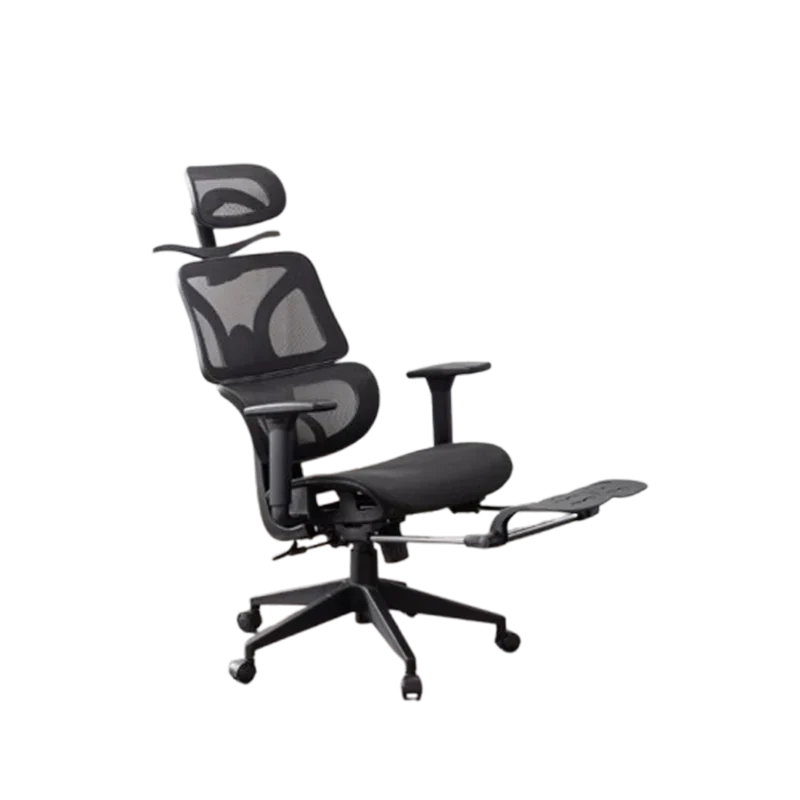 

Ergonomic Office Chair Adjustable Lumbar Support Black Office Mesh Chair with Padded Arms Headrest Footrest on sale