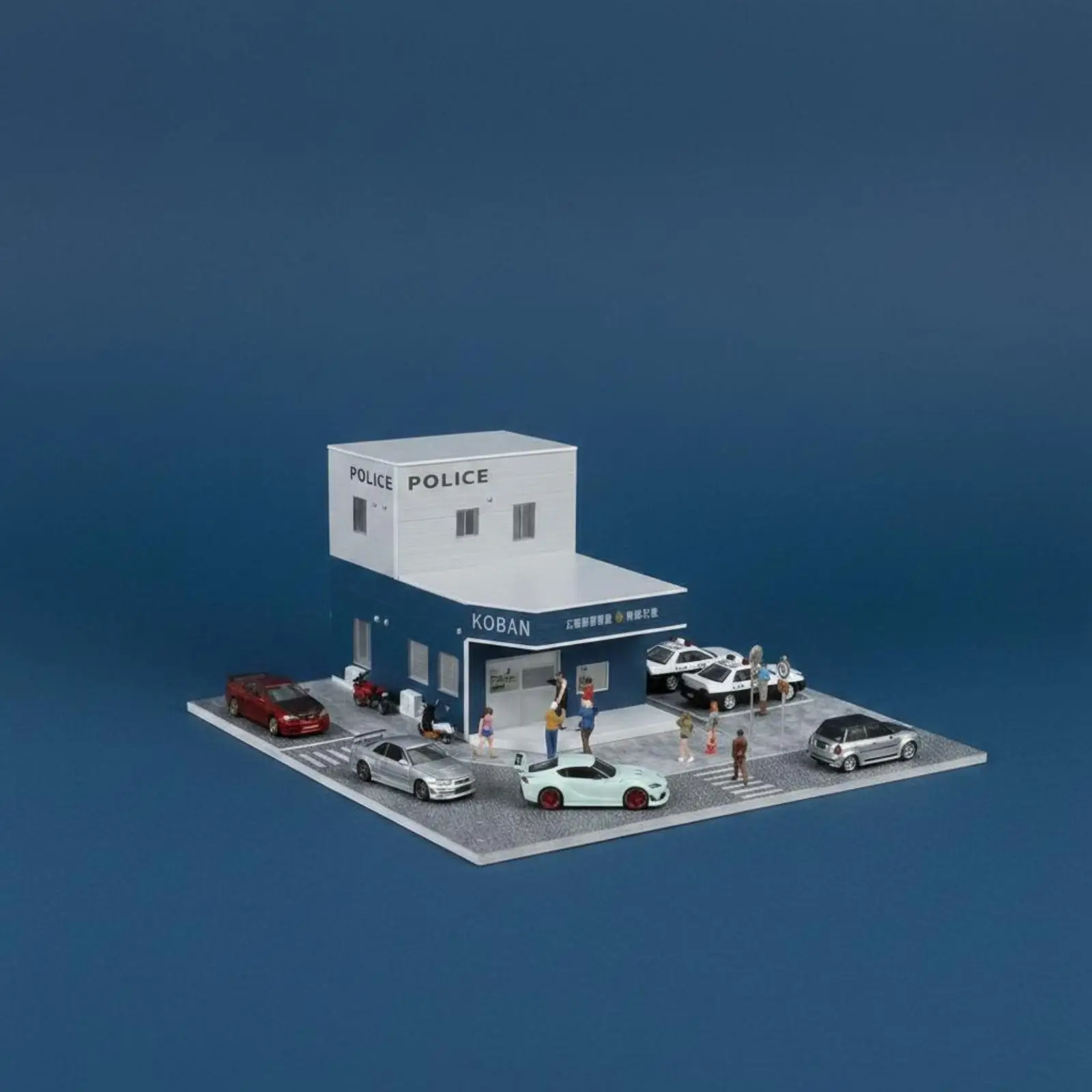 Miniature Building Display Japanese Koban Police Station 1 64 Model with Detailed Exterior Signs PVC Base for Desktop Collection