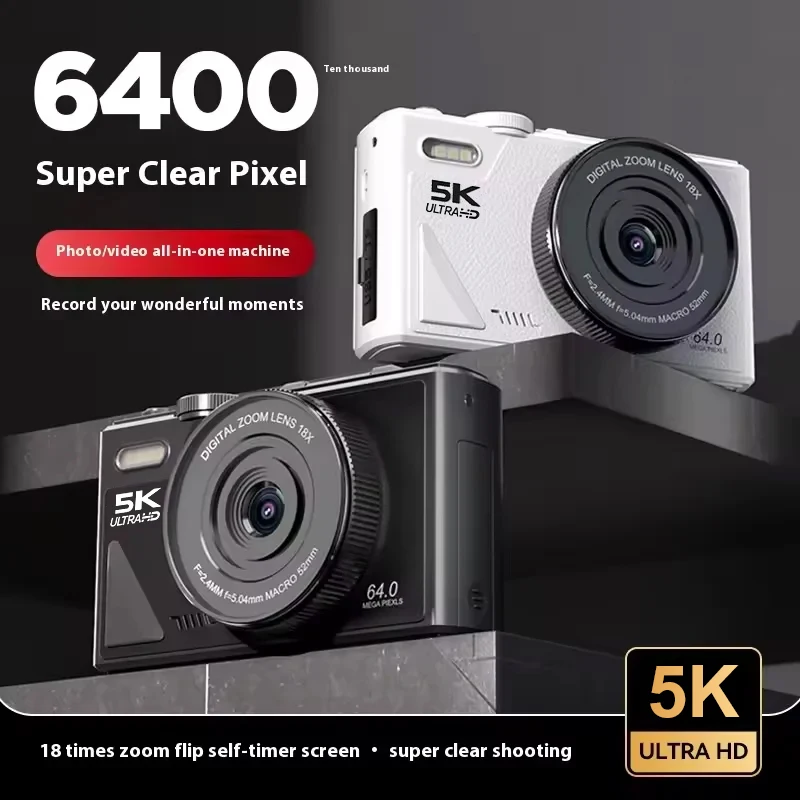 5K Digital Camera 64 Megapixels HD Digital Camera Custom 18X Digital Zoom Single Rotating Screen Cameras 3.0 Inch Screen Camera