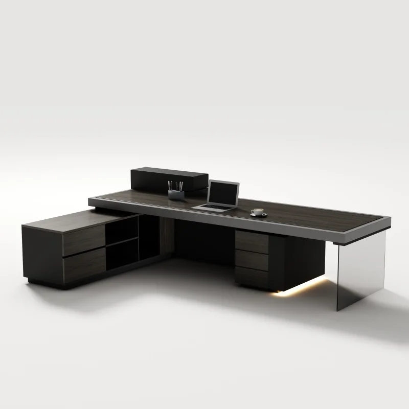 

European Executive Desk L-shape CEO Table Modern Large Chairman Desk