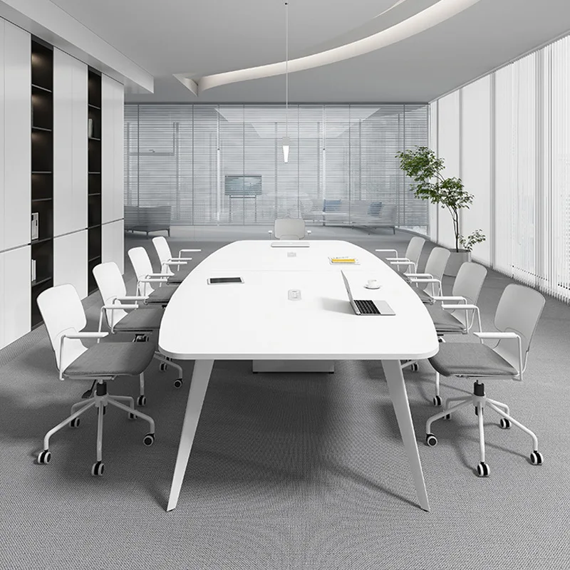 Conference  Long  Simple modern small desk Oval Nordic conference room  and  combination White negotiation t