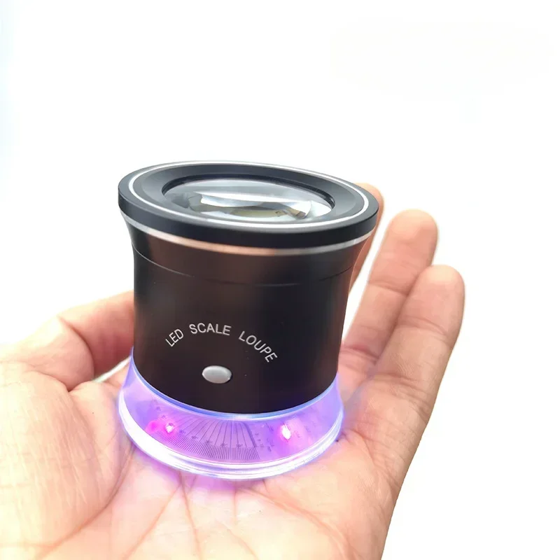 Scale Loupe Illuminated Magnifier with Led Lights Rechargeable Magnifying Glass Interchangeable Reticle Scale