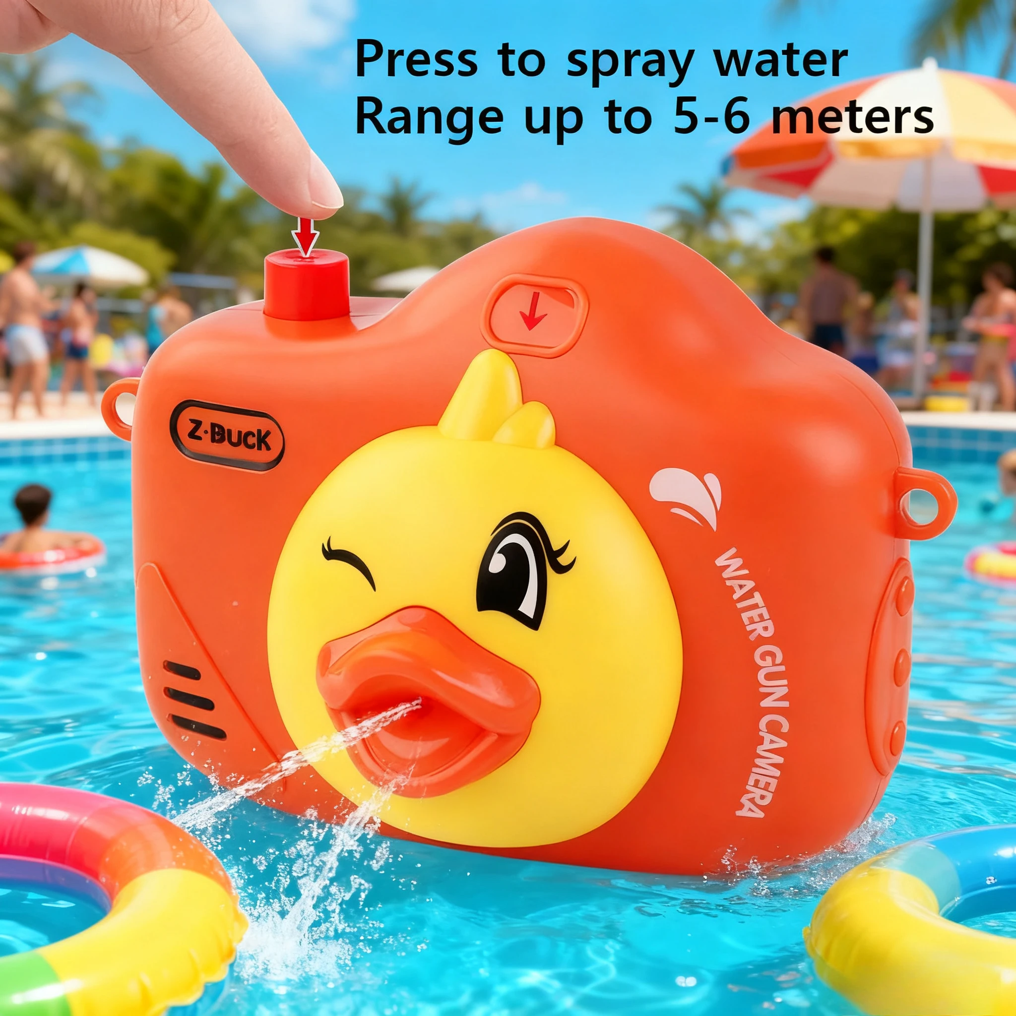 Duck Mouth Camera Water Gun Toy No Battery Portable Cute Animal Model Spray Blaster Pool Beach Outdoor Bath Toys for Kids Gifts