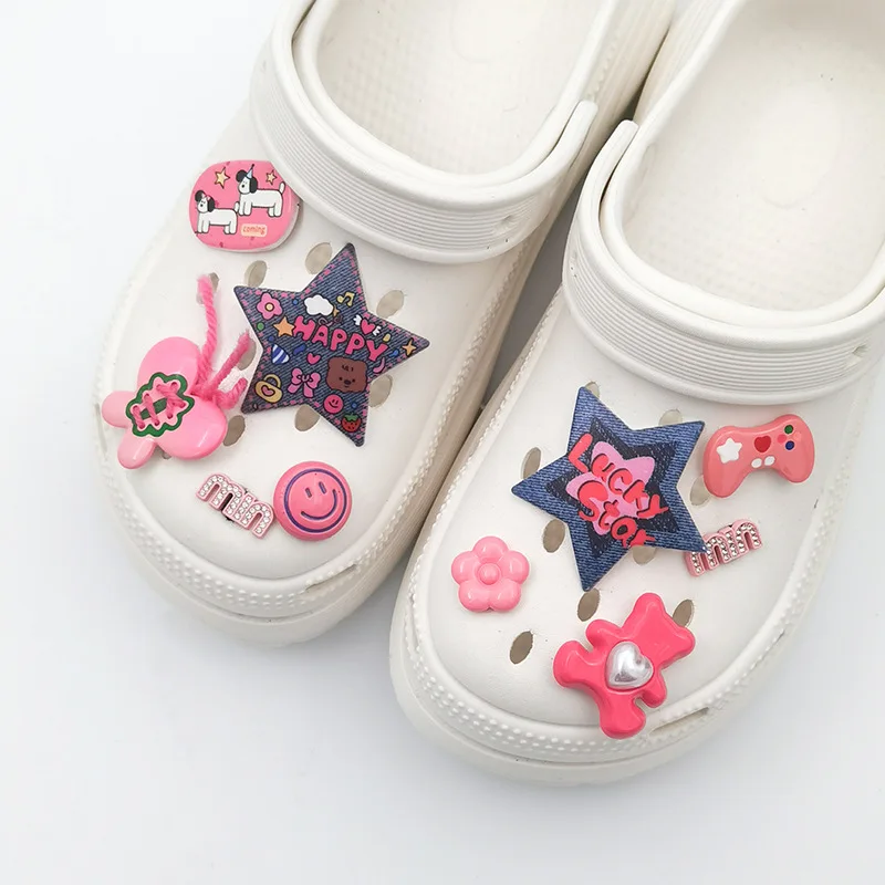 

Fashion Denim Star Decoration Decoration Sweet Sets Pink Butterfly Bear Sandal Decoration Fashion Removable DIY Shoe Accessories