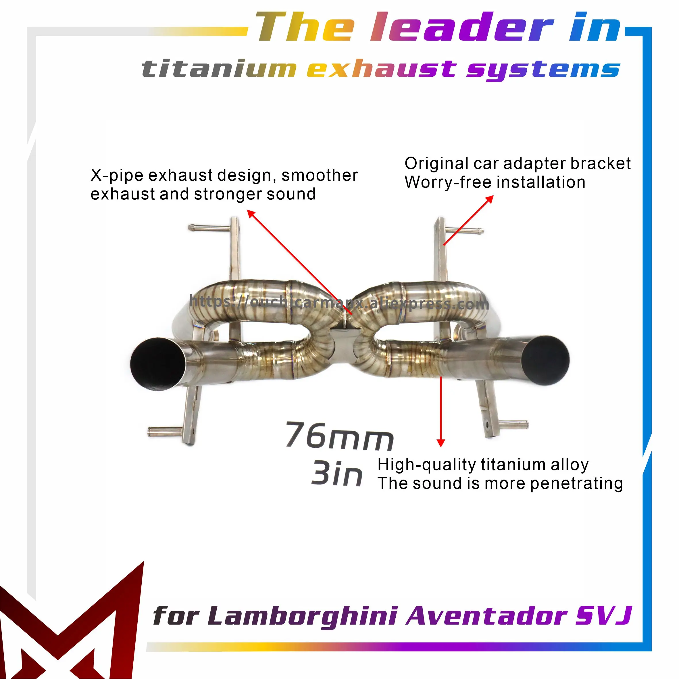 

MANX Catback for Lamborghini Aventador SVJ primary color Direct bolt installation Ti Exhaust system High precision