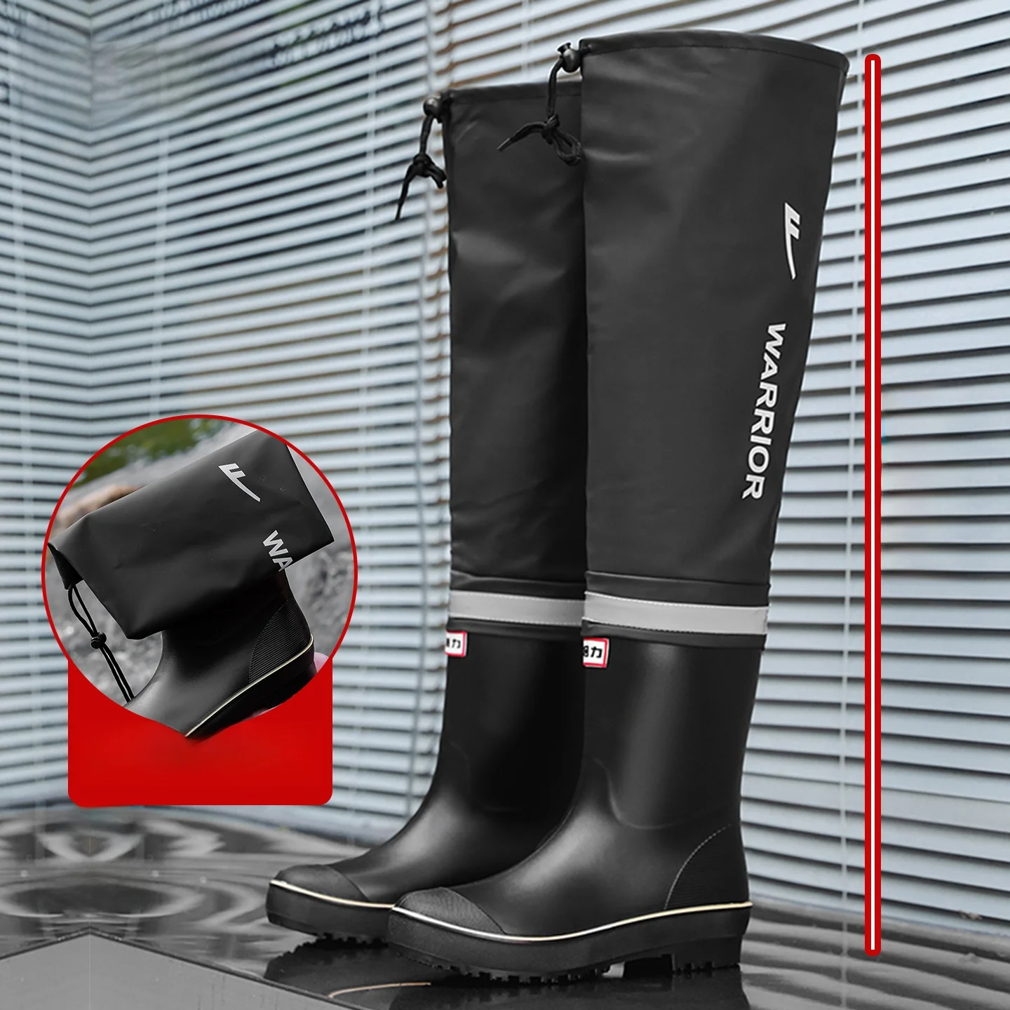 

Thiened Waterproof Rain Boots Men's Over-Knee Fce Lined Foldable Water oes Breathable Casual Slip-On Boots for Youth