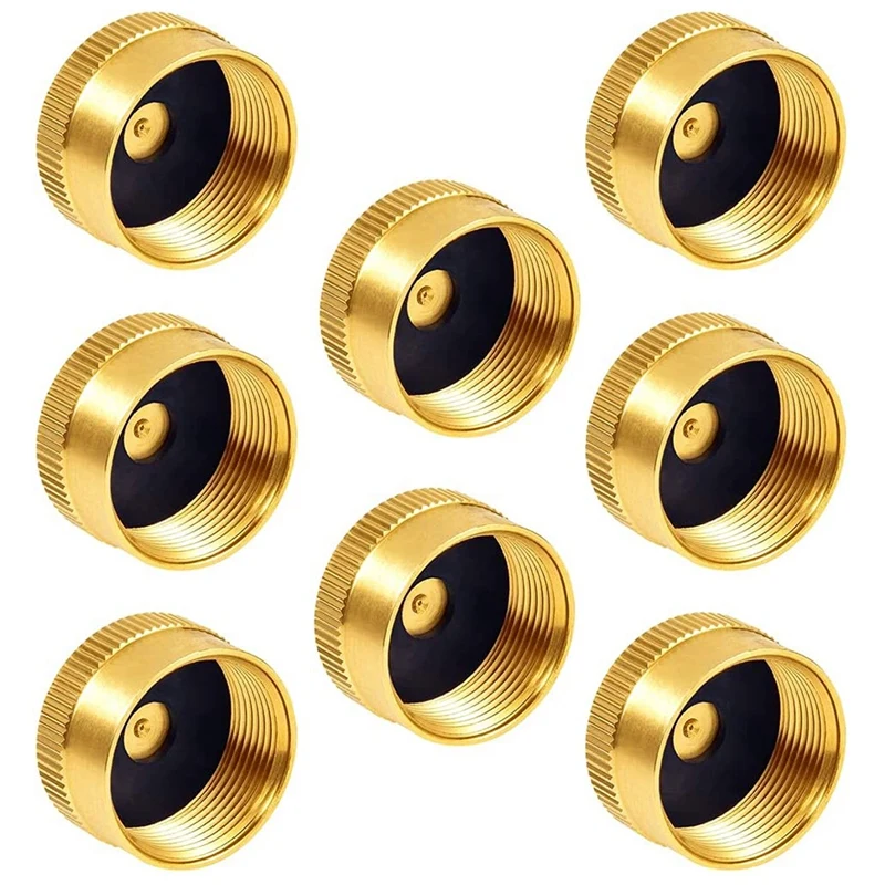 8PCS Solid Brass Propane Bottle Caps Suitable for All 1LB Gas Refill Tank Cylinder Sealed Protect Cap for Outdoor Stove