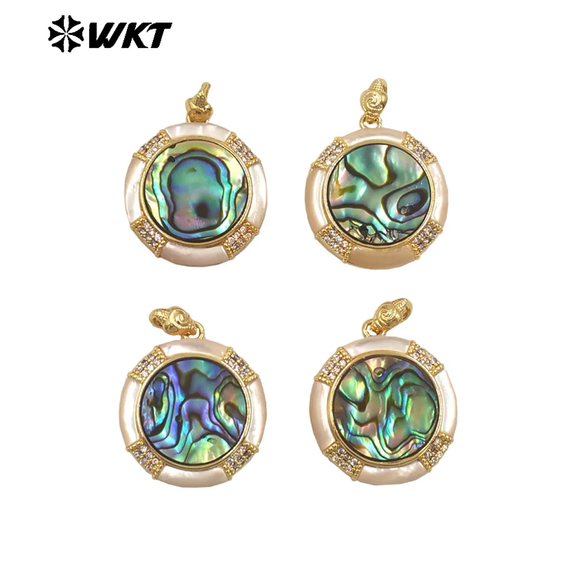 

WT-JP431 Отличная швабра из 18-каратного золота с ракушкой из морского ушка и цирконом, маленькая подвеска для роскошных ювелирных изделий, ожерелья ручной работы