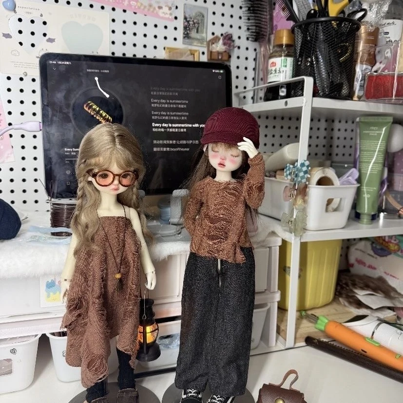 

Одежда для кукол BJD, подходящая для кукол размера 1/6, милый повседневный коричневый комплект одежды, аксессуары для кукол (2 предмета)