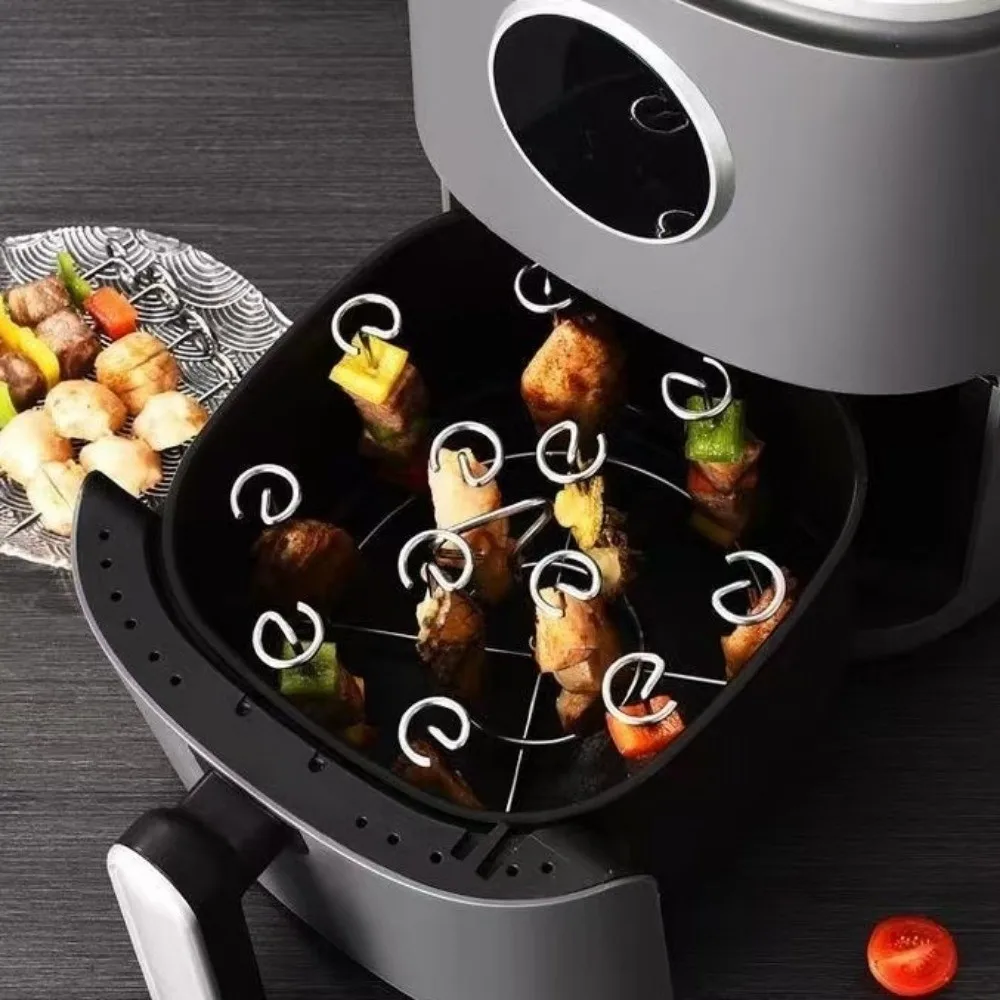 15/30pcs Stainless Steel Air Fryer Skewer Stand Portable Easy to Use BBQ Skewer Holder Detachable Grilling Tool Outdoor Cooking