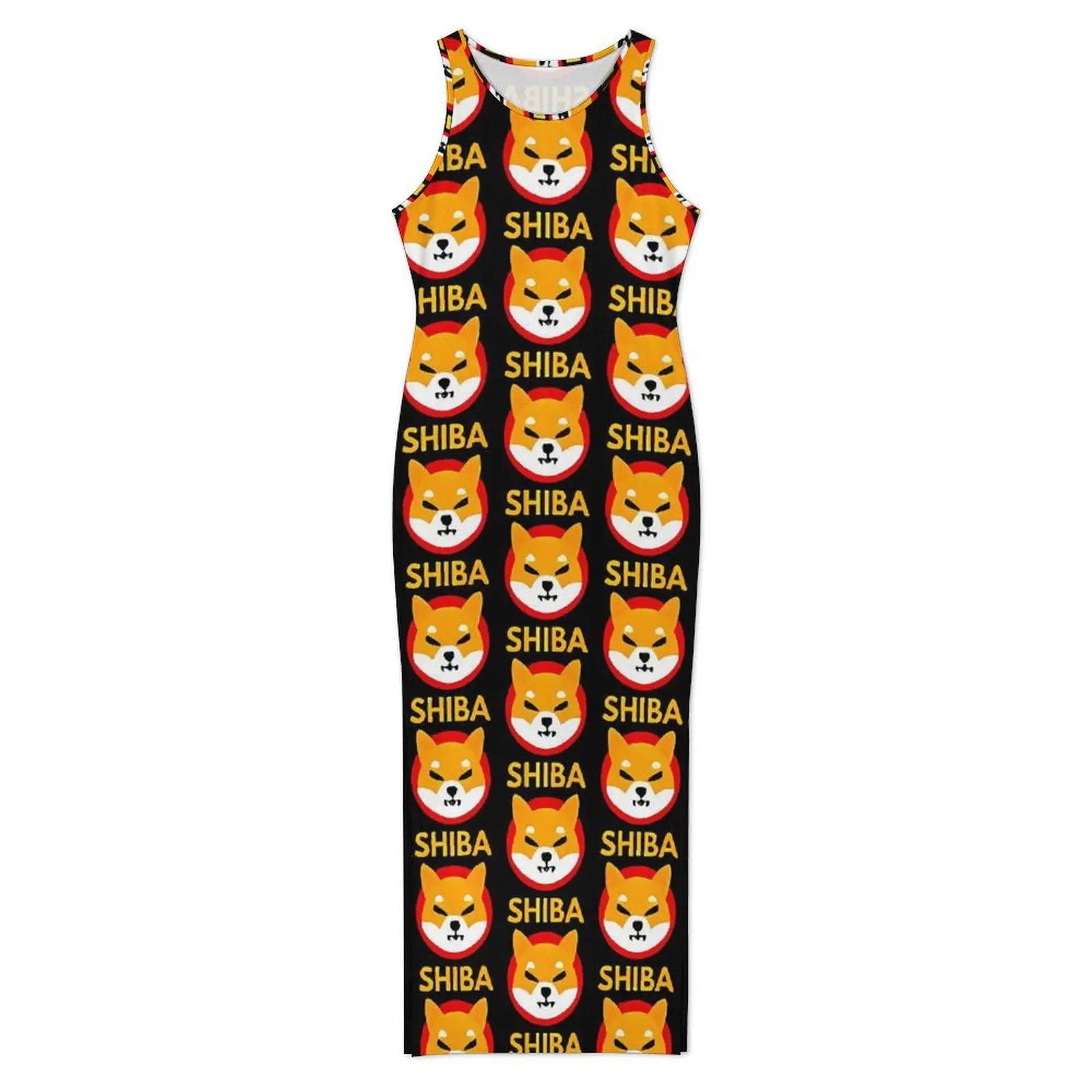 Shiba Coin Criptovaluta Abito aderente Vacanza Abiti lunghi retrò Donna Design senza maniche Y2K Abito alla moda 2XL 3XL 4XL