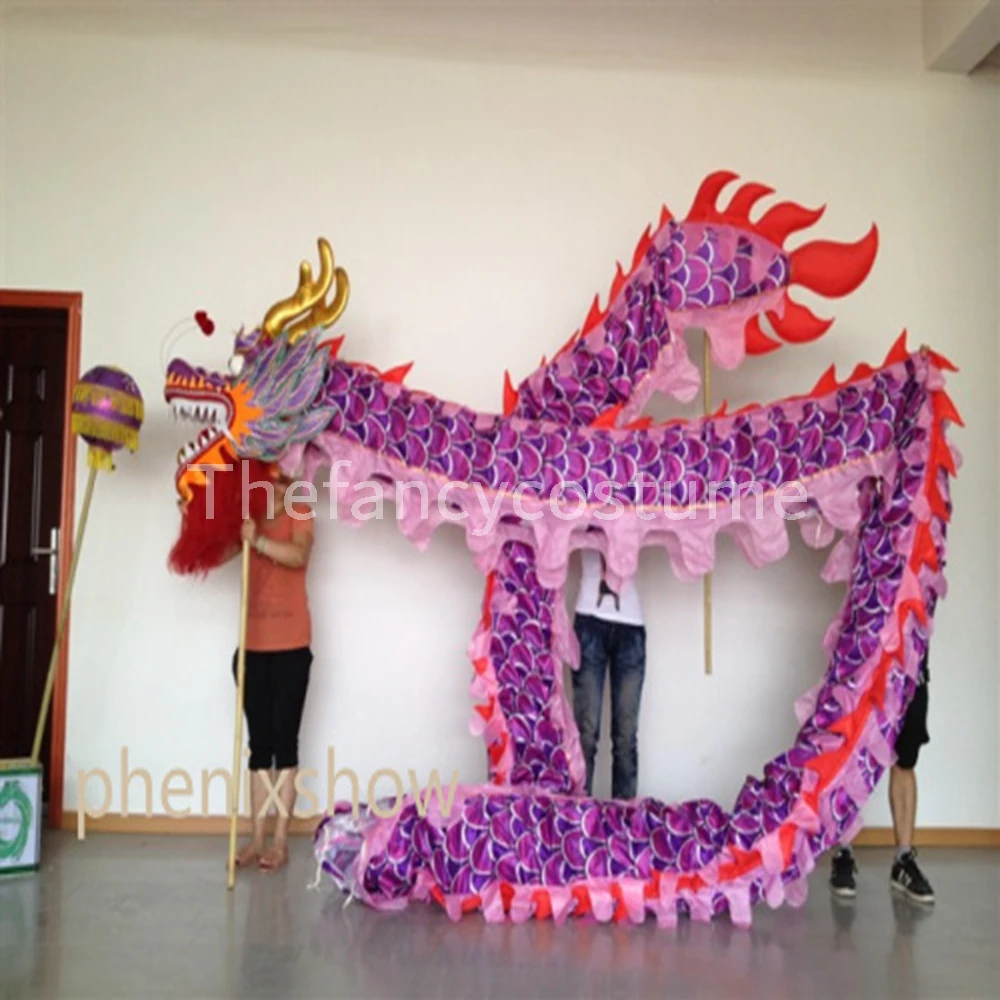 DRAGON DANCE Props Wulong 6 Adults 10m Adult Size 4 Silk Print Fabric Parade Ornament Chinese Traditional Culture Folk Festival