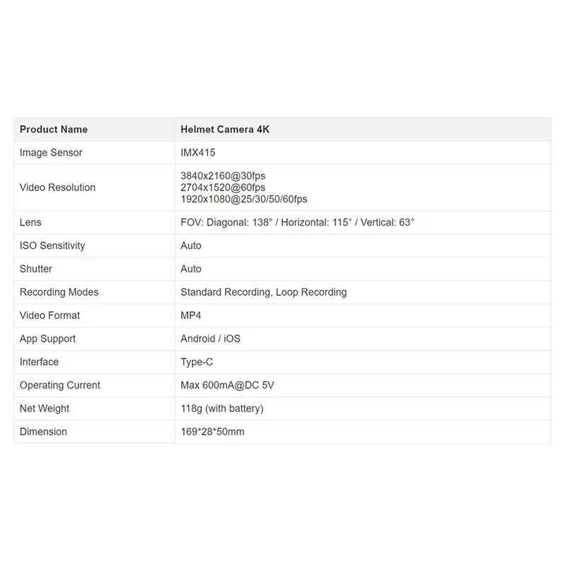 A25P For Runcam Helmet Camera 4K Face Mask Recorder IMX415 1920*1080 60Fps Built-In Wifi Camera Supports Android Ios