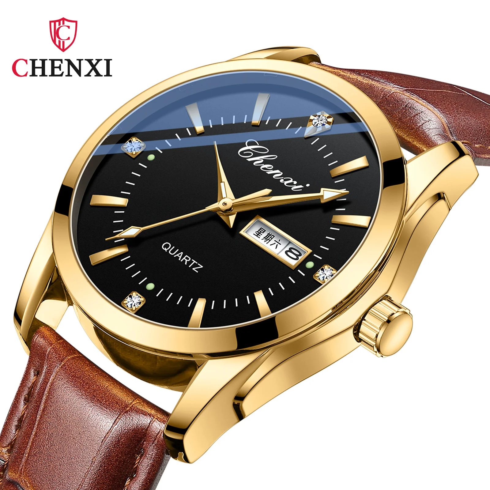 CHENXI 022 New Double Calendar Business Waterproof Belt Quartz Watch Men's Watch Genuine Direct Selling Montre Hommes