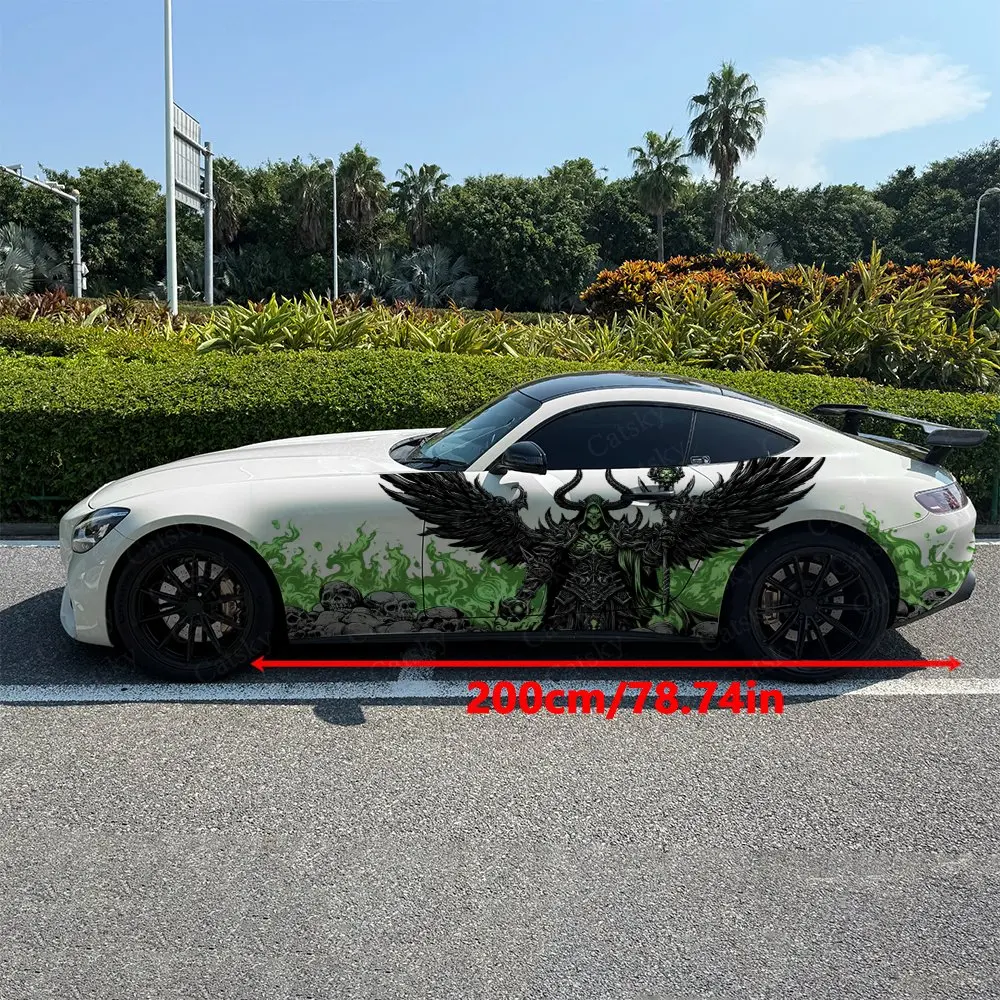 2pcs Gothic Undead Demon Black Wing Car Side Wraps, Self-Adhesive PVC Waterproof & Scratch-Resistant Sticker, Car Accessory Gift