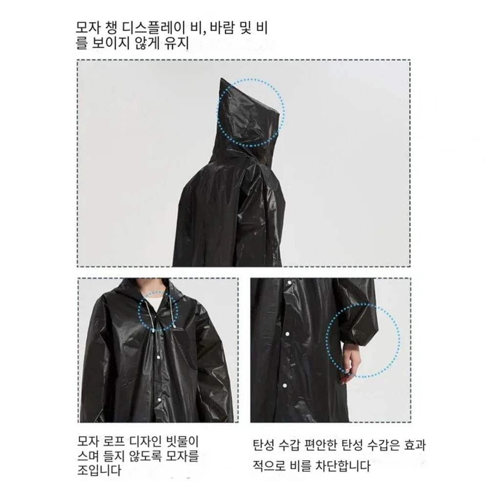 Disposable EVA Raincoat Unisex Hooded Waterproof Long Rain Coat Black Outdoor Hiking Camping Fishing Travel Wear For Men Women 14 S59896e42b91f4777abed06ce58d2bf47M
