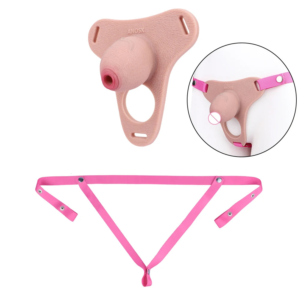 SXXY Silicone Hollow Dildo Male Strapon Chastity Cock Cage  Lifelike Penis Sleeve насадка на член BDSM Sex Toy For Men Adult - view 5
