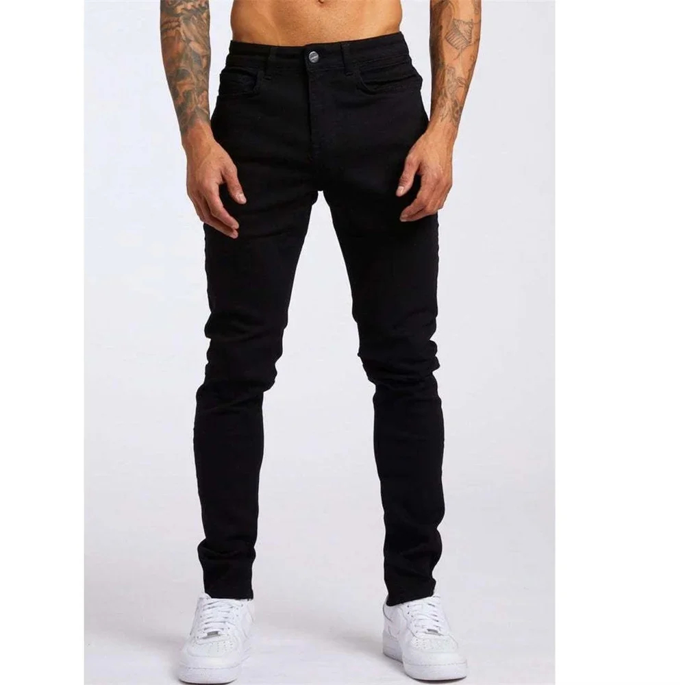 Nouveau Streetwear hommes Stretch jean décontracté haut de gamme couleur unie coupe ajustée pantalon moulant mode sport Jogging Harajuku pantalon