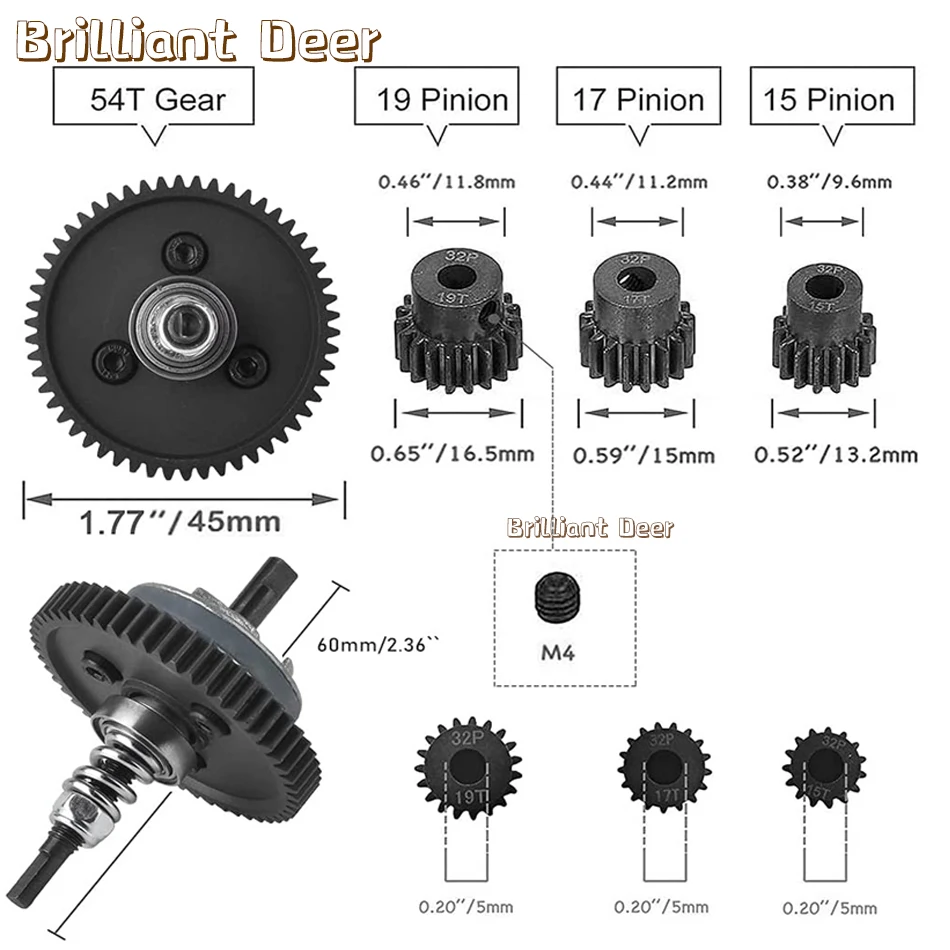 Metal Steel 6878 mechanizm różnicowy sprzęgła 32P 15T/17T/19T zestaw narzędzi zębnika dla Traxxas Slash 2wd stempede szelest 4X4 Remo 1/10