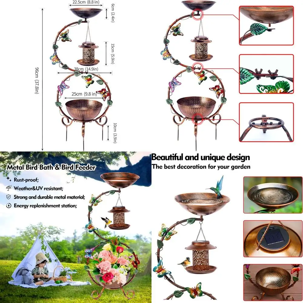 

Всепогодный уличный набор для купания и кормления птиц с подставкой-кашпо для декора сада и двора