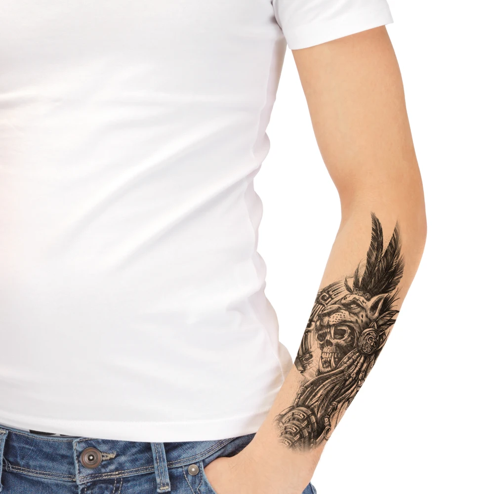 20Pcs/Set,Waterproof Temporary Fake Tattoo Sticker,Water Transfer Decals,Dark Skull Owl Tiger Wolf,Cool Beauty Makeup Body Art image 3