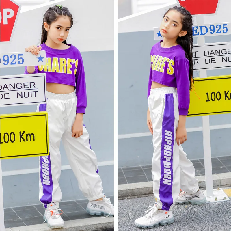 女の子の夏服ヒップホップスーツ夏の女の子の流行の服ヒップホップスーツ流行のツーピーススーツ新しい流行のジャズダンス服