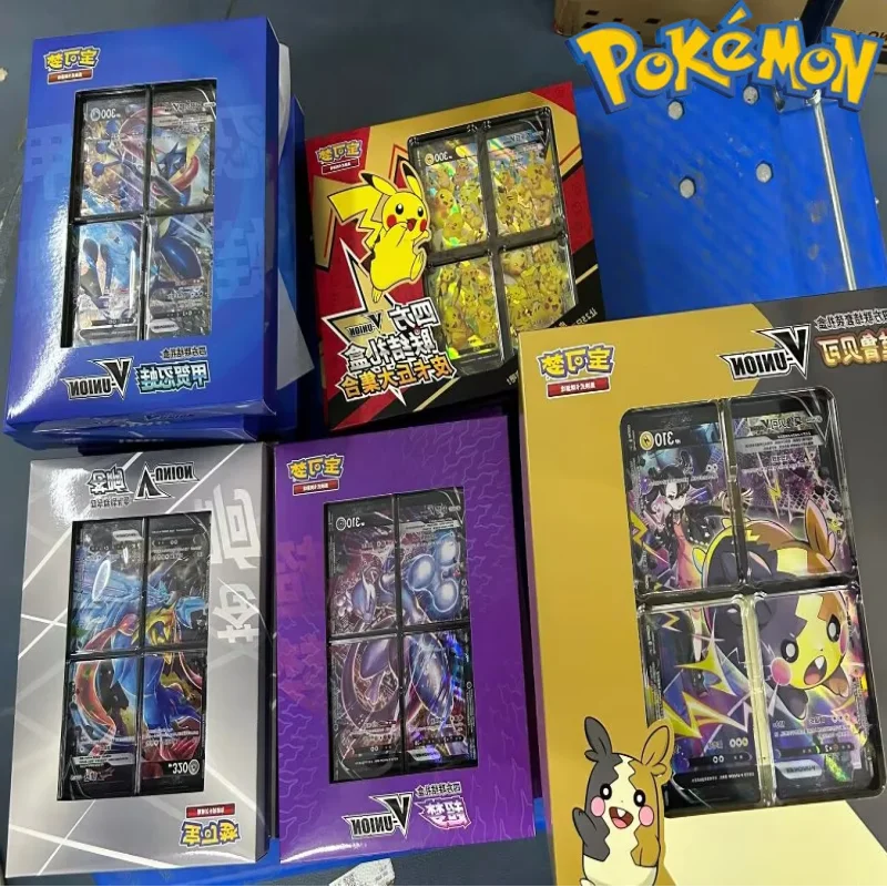 

OriginalpokéMon Card Four Square Connection Gift Box Ptcg Simplified Chinese Morobeke Pikachu Super Dream Armor He Ren Frog Toys