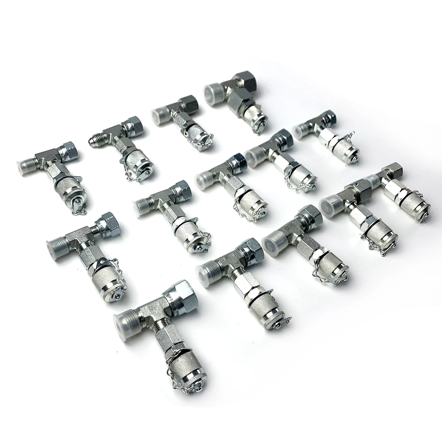 14pcs Tee Fittings Connector Set for Hydraulic Pressure Gauge Test Kit with 1 Year Warranty