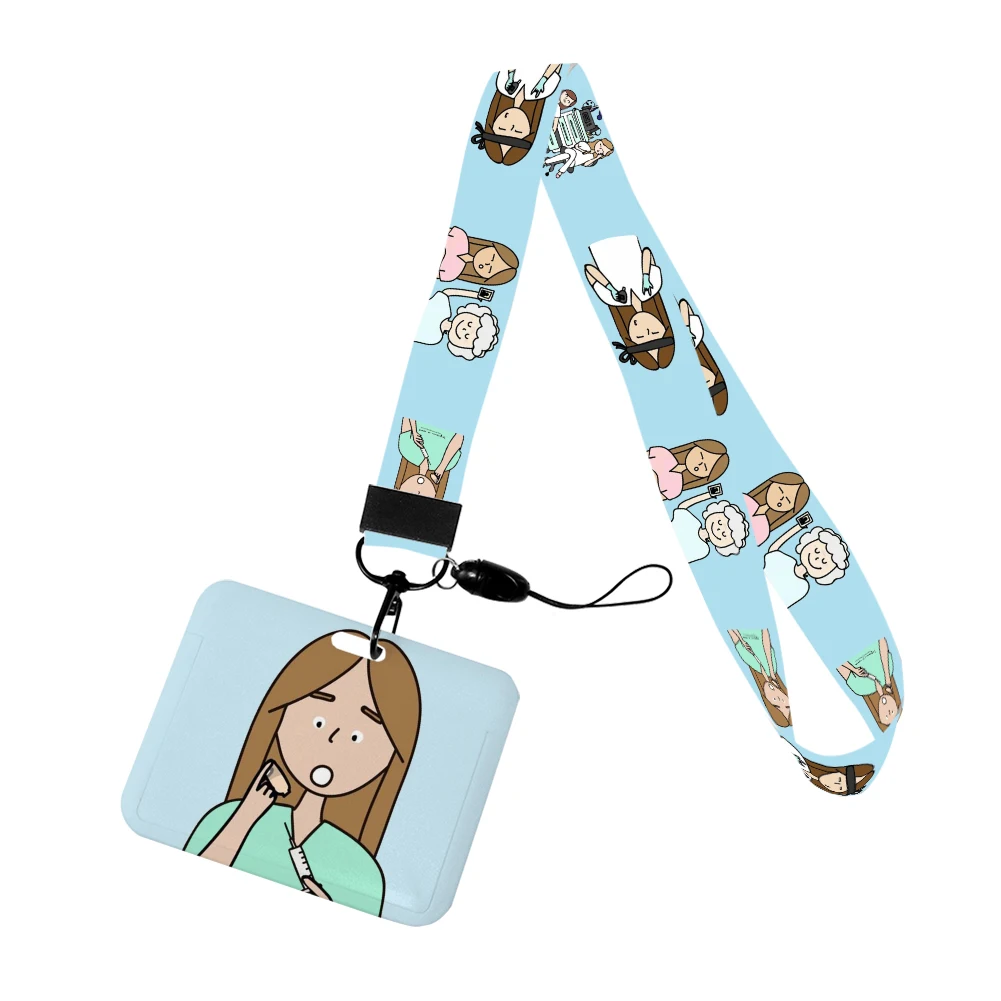 

New Cute Cartoon Doctor Nurse Credential Holder Neck Strap Lanyards Keychain Holder ID Card Pass Hang Rope Lariat Lanyards