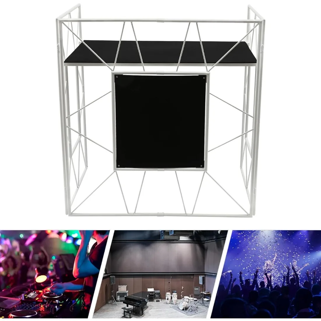 حامل معدات DJ احترافي مقاس 47.6 بوصة رف حديد عالي التحمل بسعة 55 رطل للمرحلة والاستوديو، قابل للطي مع حقيبة حمل #4