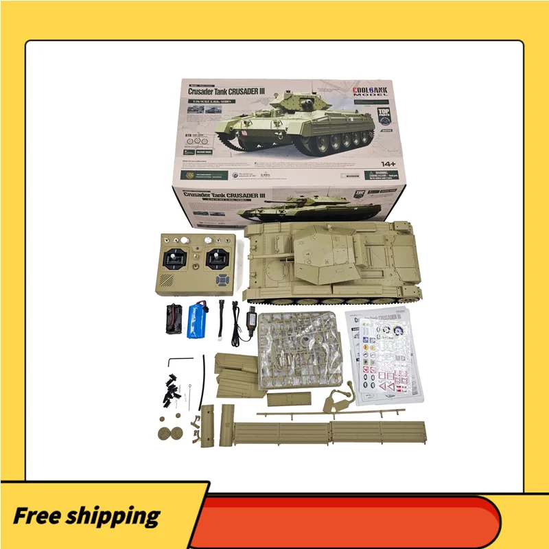 รถถังครูเสดเดอร์อังกฤษ Coolbank รุ่นปี 2025 ขนาด 1/16 พร้อมเสียง แสง และควันจำลอง ควบคุมด้วยรีโมท ของเล่นรถถังทหาร ของขวัญ
