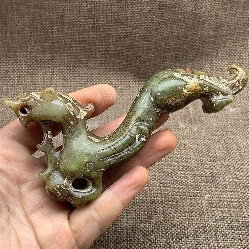 Jade Dragon Statue Collection Ornament Vintage China Antique Handicrafts Hsiuyen
