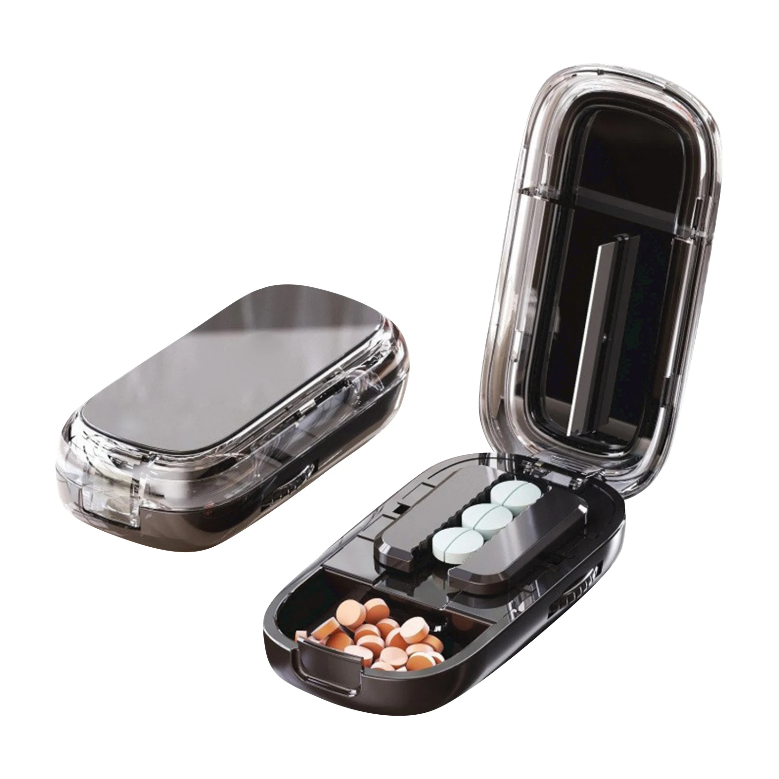 

Портативный 4-секционный резак для таблеток и контейнер для хранения, многофункциональный делитель таблеток для путешествий и ежедневного использования, тренд 2026 года, Caja de Medicamentos