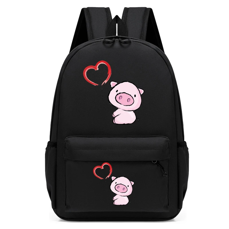 Mochila Kawaii bonito para crianças, jardim de infância Schoolbag, Kids Bag, Coração Pig Print, Student Bookbag, Viagem Mochila