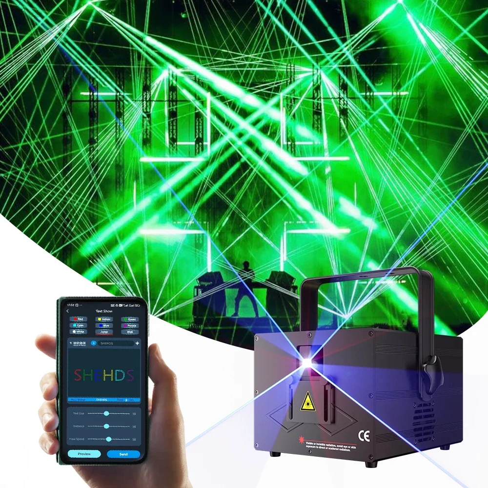 SHEHDS APP Controllo 20 Kpps 3W RGB Animatie licht ILDA-Protoollen DMX-512 Dj Disco Podium Effetto Dance Party