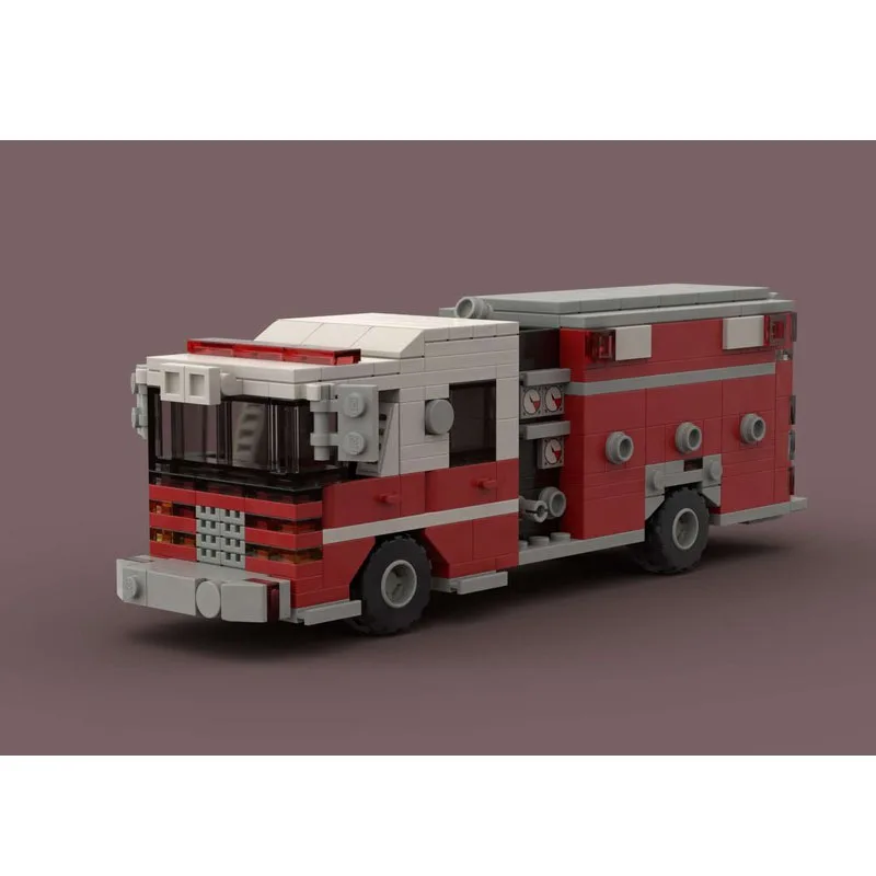 Building block MOC-157451 City Fire Truck Pump Truck Engine Construction Model 338PCS Children's Birthday Gift Christmas Toy