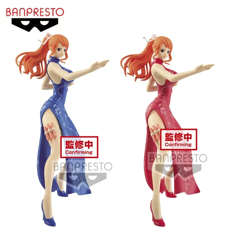 In Stock Bandai Original Banpresto One Piece Glitter Glamours 22cm Nami Chinese Cheongsam PVC Action Figure Model Toys Gift