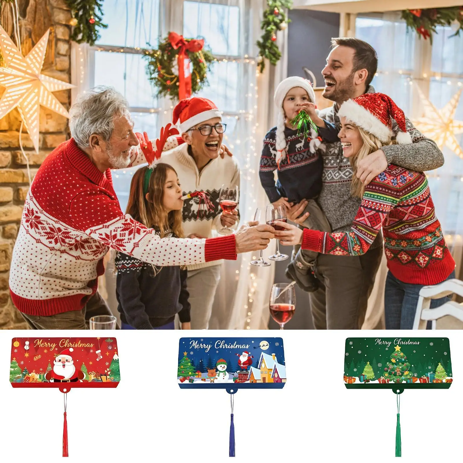 Christmas Money Holder For Cash Festive 10 Slots Card Checks Envelope Surprise Money Envelopes For Family Friends Kids Adults