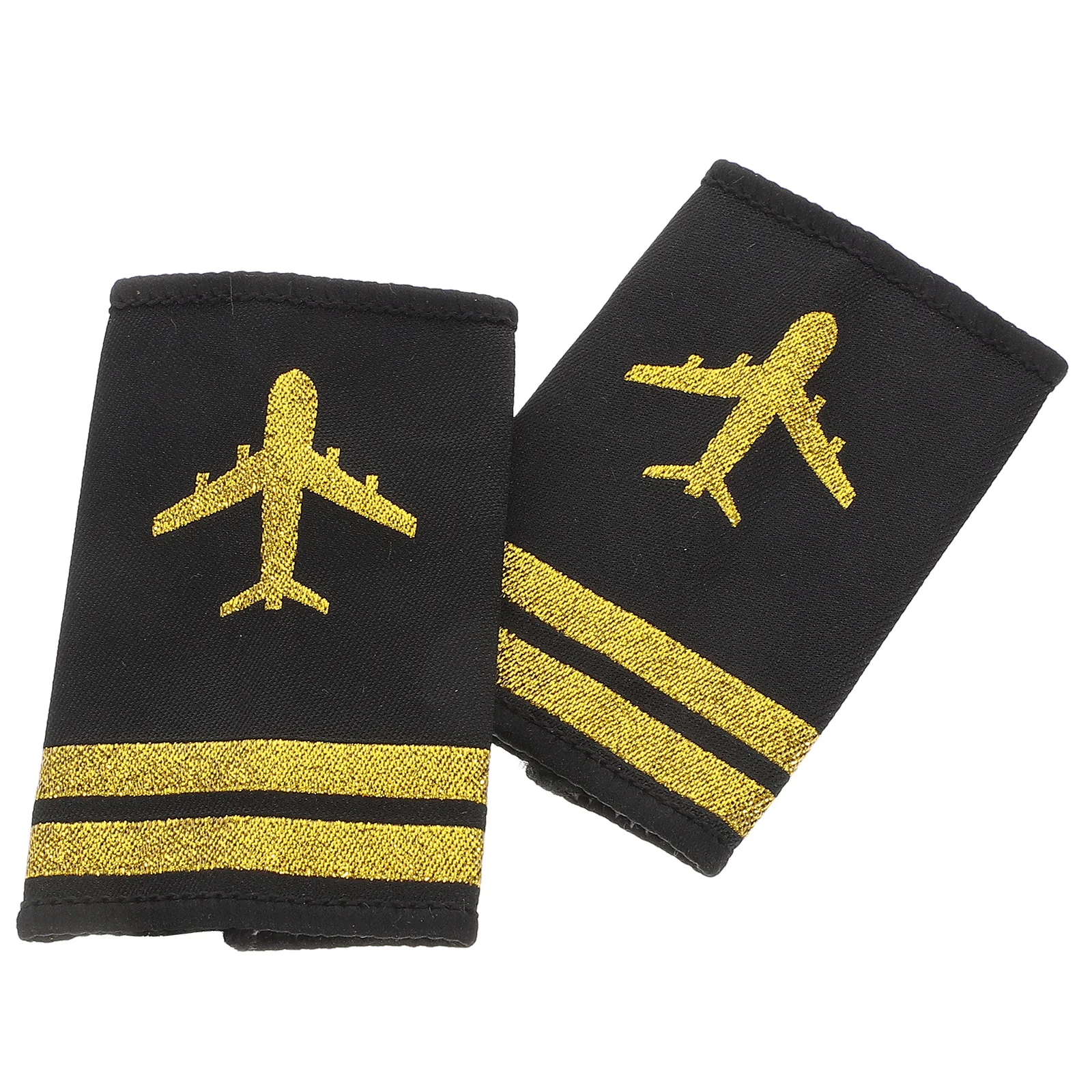 Planes Aviation Epaulettes Airline Pilot Shoulder Boards Airplane Epaulets Patches Flight Attendant Costume Black Soft